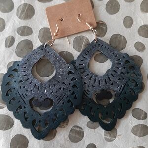 Black Lace Cutout Earrings